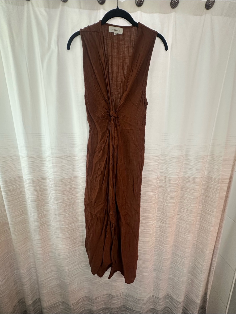 l*space Sleeveless Brown Knot-Front Maxi Cover Up Size XS